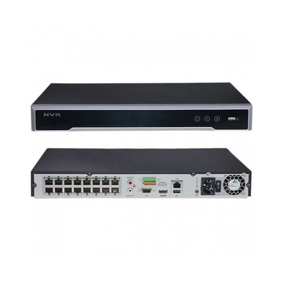 NVR 16 CANALES HD 160MBPS 4K 2BAHIAS/6TB110-220VAC H265 METAL HIKVISION