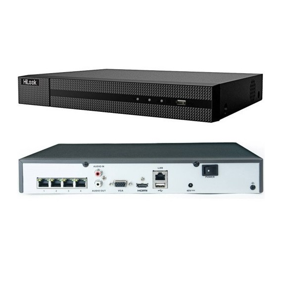 NVR 1080P 4CH POE 40MBPS 1BAHIA/6TB H265+ METAL HDMI/VGA HILOOK