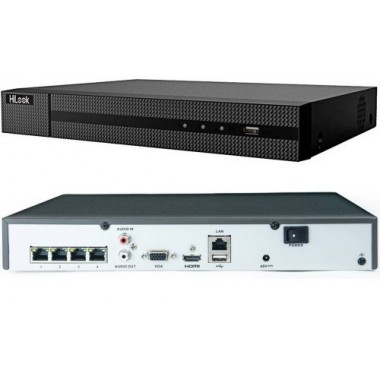 NVR 1080P 4CH POE 40MBPS 1BAHIA/6TB H265+ METAL HDMI/VGA HILOOK