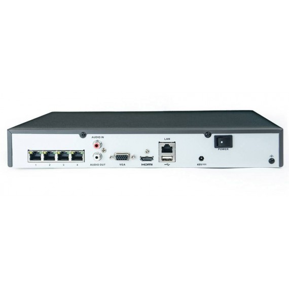 NVR HASTA 8MP  4CH POE 40MBPS 1BAHIA/6TB H265+ METAL HDMI/VGA HILOOK