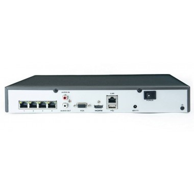NVR HASTA 8MP  4CH POE 40MBPS 1BAHIA/6TB H265+ METAL HDMI/VGA HILOOK